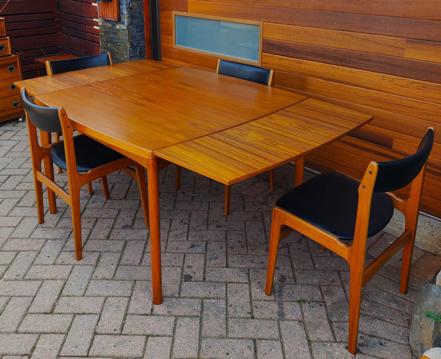 Danish Mid Century Modern Teak Table & 4 Teak Chairs by Erik Buch