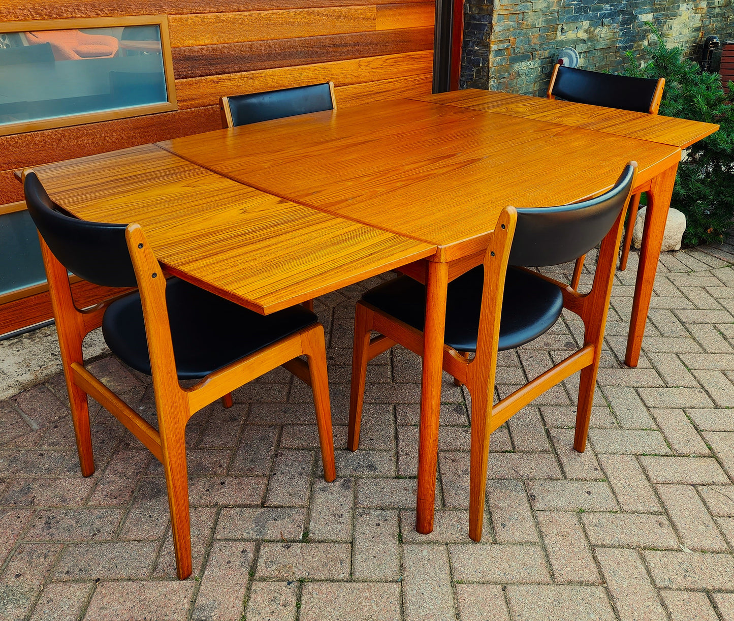 Danish Mid Century Modern Teak Table & 4 Teak Chairs by Erik Buch