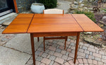 REFINISHED Danish Mid Century Modern Teak Table Draw Leaf, 33