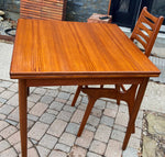 REFINISHED Danish Mid Century Modern Teak Table Draw Leaf, 33