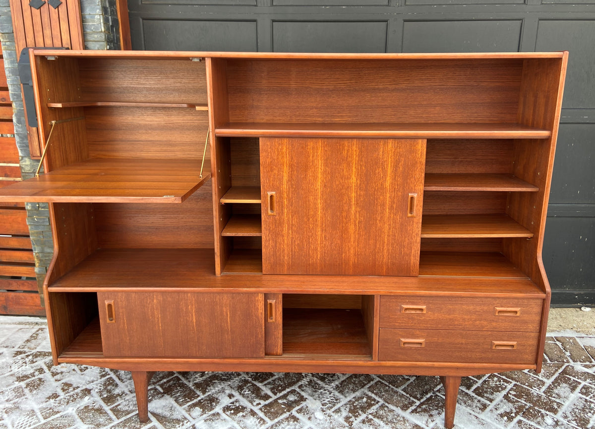 RESTORED MCM Teak Highboard 6 ft by Elliotts of Newbury, PERFECT, Narrow