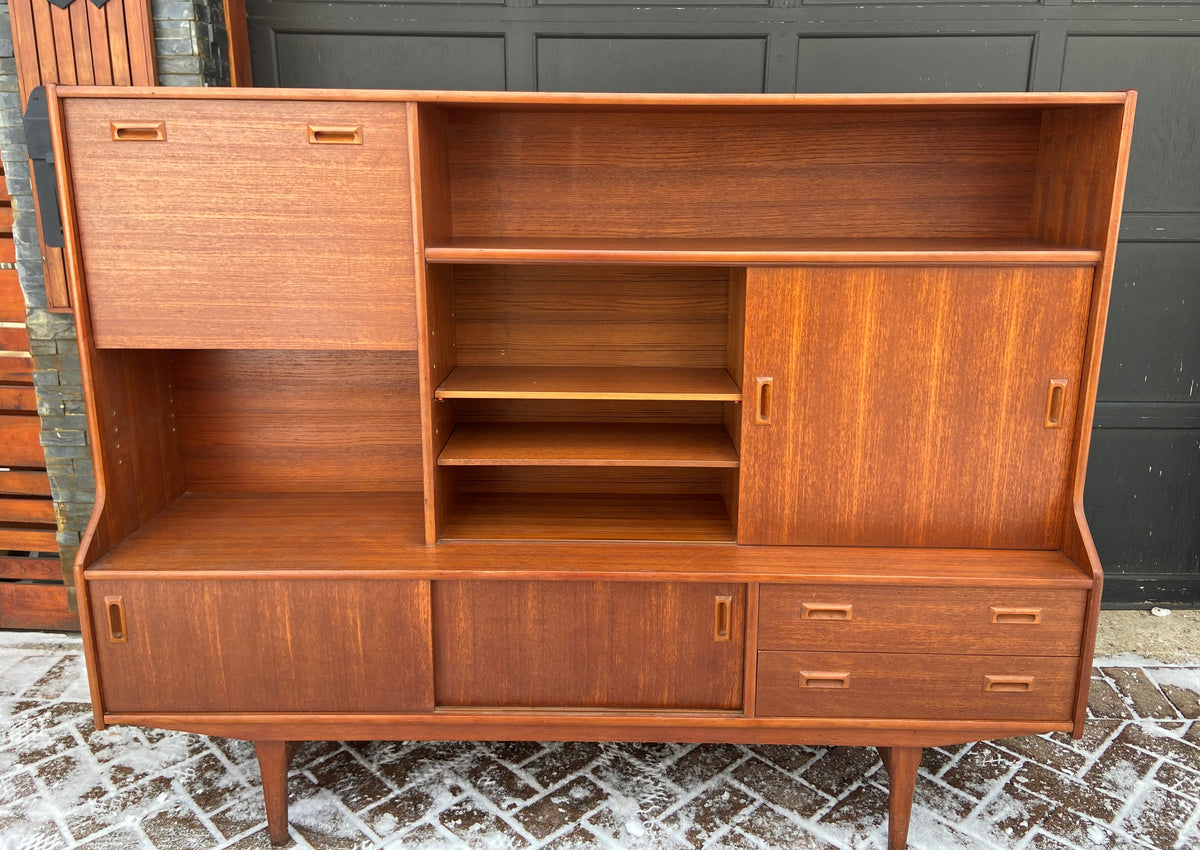 RESTORED MCM Teak Highboard 6 ft by Elliotts of Newbury, PERFECT, Narrow
