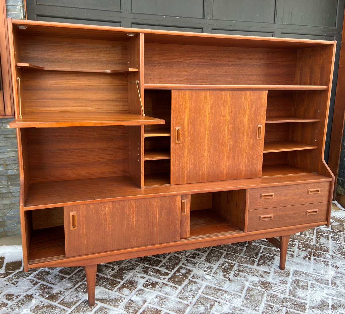 RESTORED MCM Teak Highboard 6 ft by Elliotts of Newbury, PERFECT, Narrow