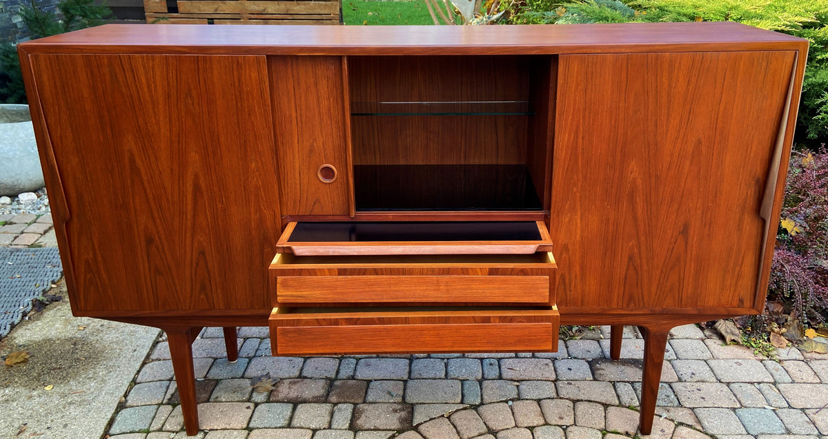 RESTORED Danish Mid Century Modern Teak High Board Sideboard