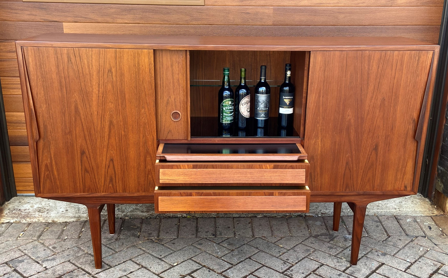 RESTORED Danish Mid Century Modern Teak High Board Sideboard