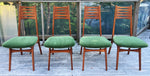 4 REFINISHED REUPHOLSTERED Danish MCM Teak Chairs, wool mohair seats 2