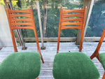 4 REFINISHED REUPHOLSTERED Danish MCM Teak Chairs, wool mohair seats 4