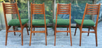 4 REFINISHED REUPHOLSTERED Danish MCM Teak Chairs, wool mohair seats 6