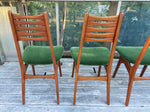 4 REFINISHED REUPHOLSTERED Danish MCM Teak Chairs, wool mohair seats 7