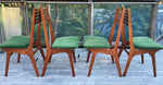 4 REFINISHED REUPHOLSTERED Danish MCM Teak Chairs, wool mohair seats 9