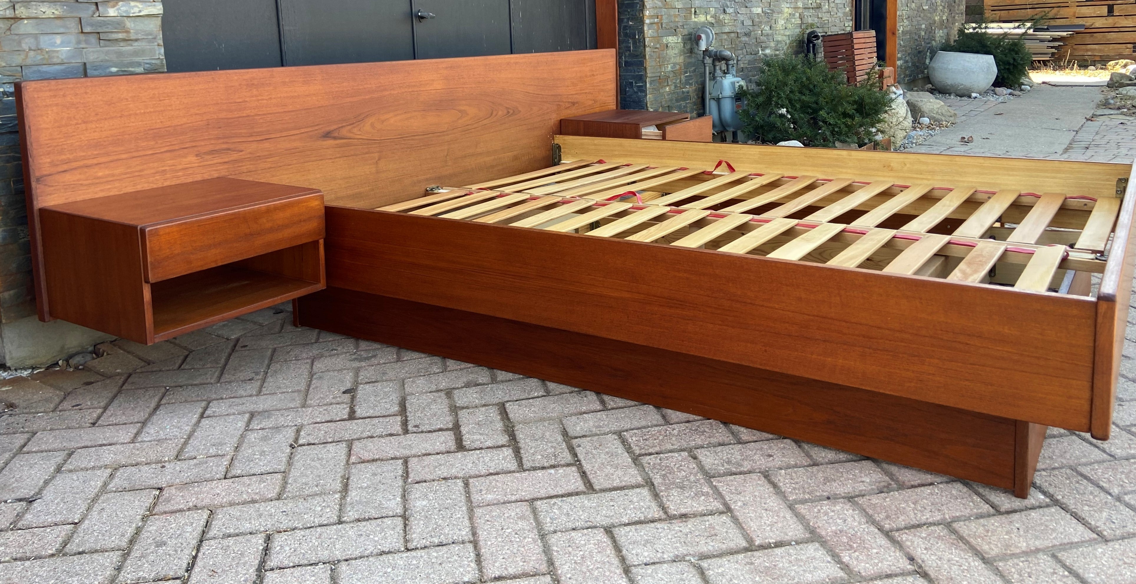 Teak platform shop bed queen