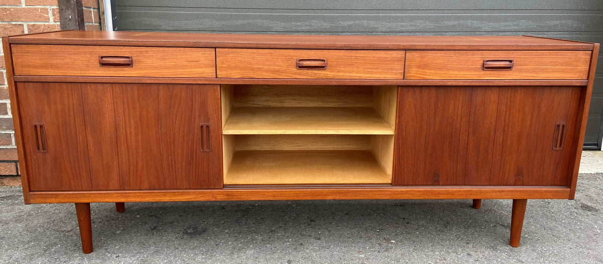 REFINISHED Danish Mid Century Modern Teak Sideboard Buffet 72