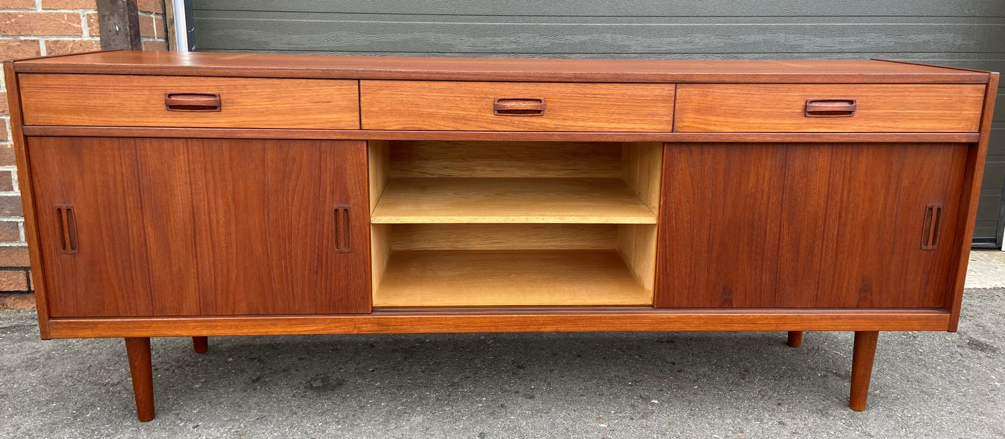 REFINISHED Danish Mid Century Modern Teak Sideboard Buffet 72"