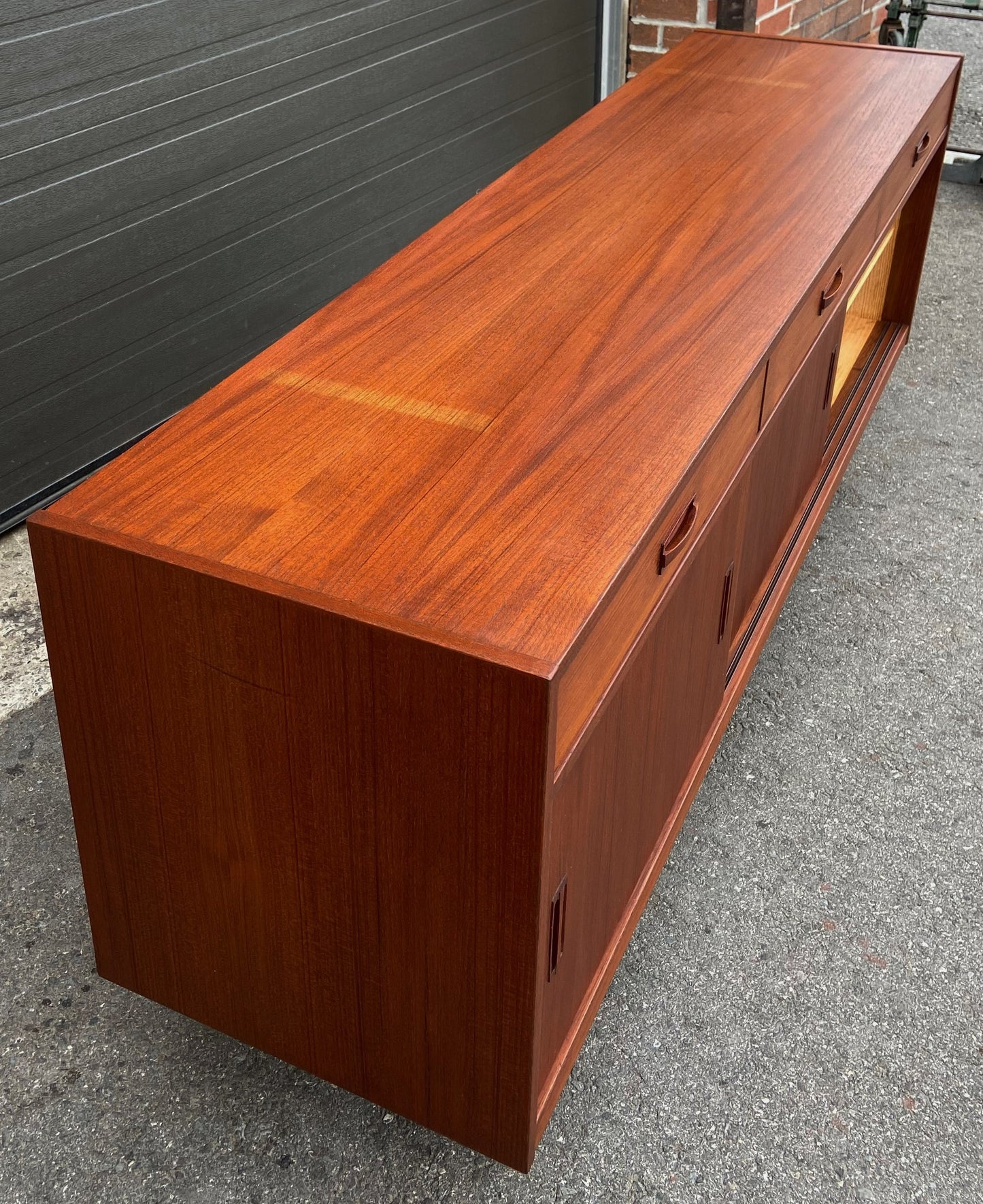 REFINISHED Danish Mid Century Modern Teak Sideboard Buffet 72"