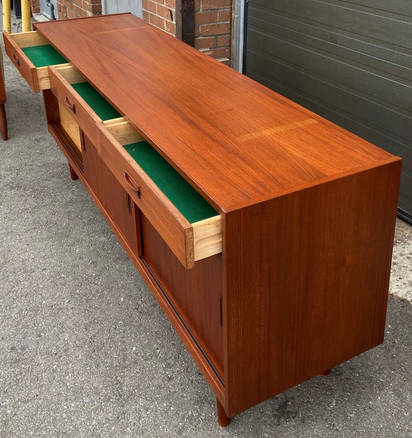 REFINISHED Danish Mid Century Modern Teak Sideboard Buffet 72"