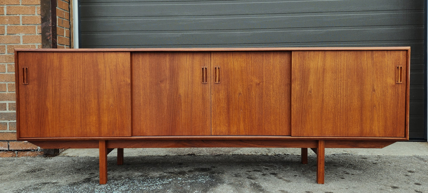 REFINISHED Danish Mid Century Modern Teak Sideboard Media TV Console 7 ft