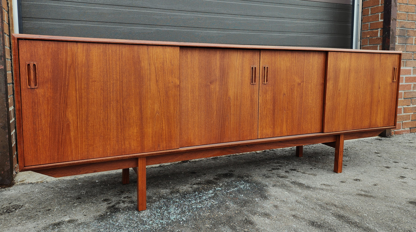 REFINISHED Danish Mid Century Modern Teak Sideboard Media TV Console 7 ft