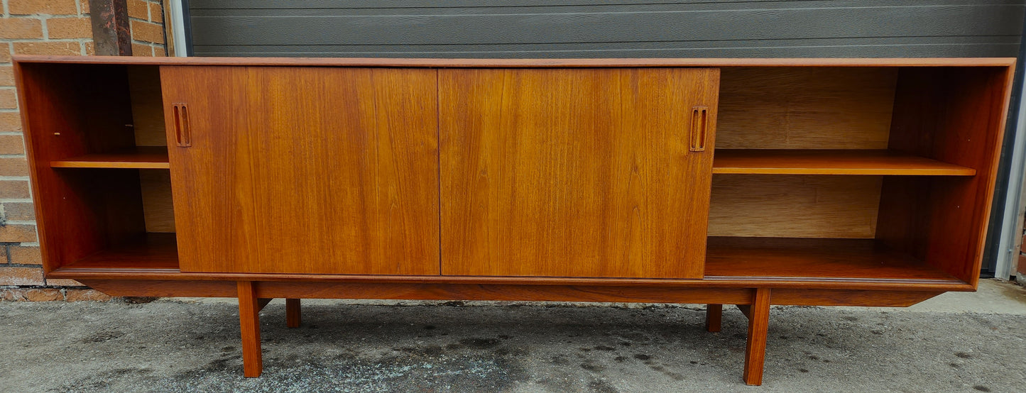 REFINISHED Danish Mid Century Modern Teak Sideboard Media TV Console 7 ft