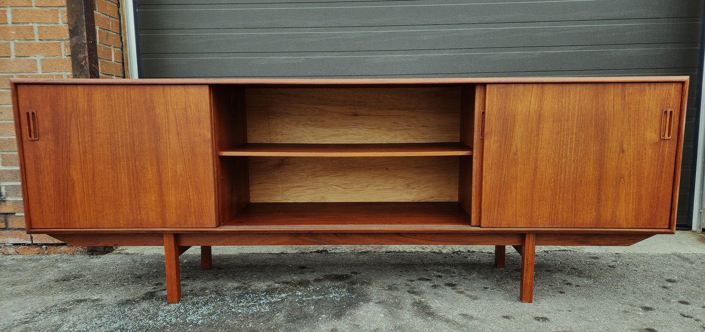 REFINISHED Danish Mid Century Modern Teak Sideboard Media TV Console 7 ft