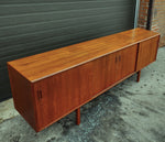 REFINISHED Danish Mid Century Modern Teak Sideboard Media TV Console 7 ft 7