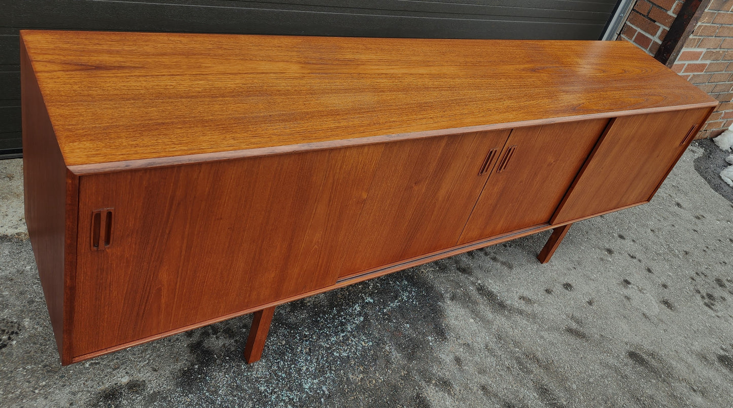 REFINISHED Danish Mid Century Modern Teak Sideboard Media TV Console 7 ft