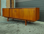 REFINISHED Danish Mid Century Modern Teak Sideboard Media TV Console 7 ft 9