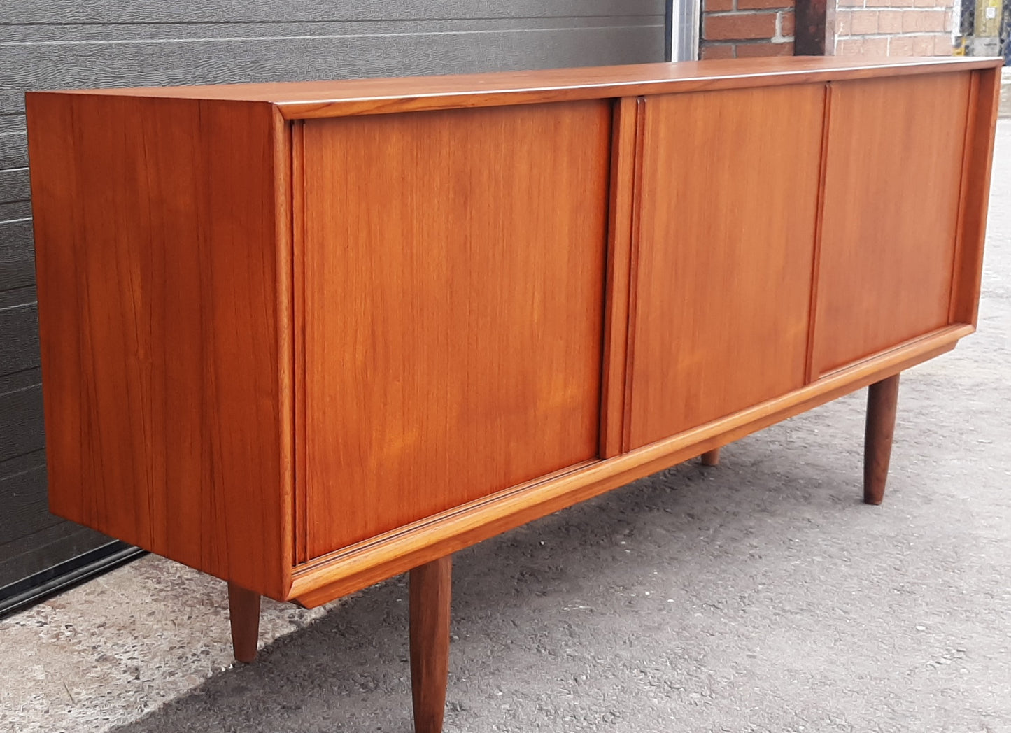 REFINISHED Danish MCM Teak Sideboard Credenza 68.5", Narrow