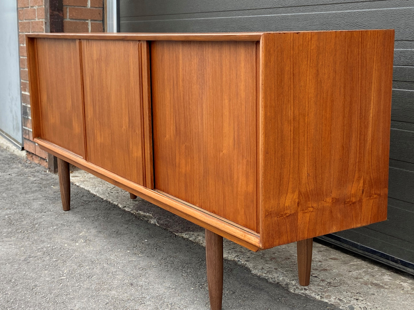 REFINISHED Danish MCM Teak Sideboard Credenza 68.5", Narrow