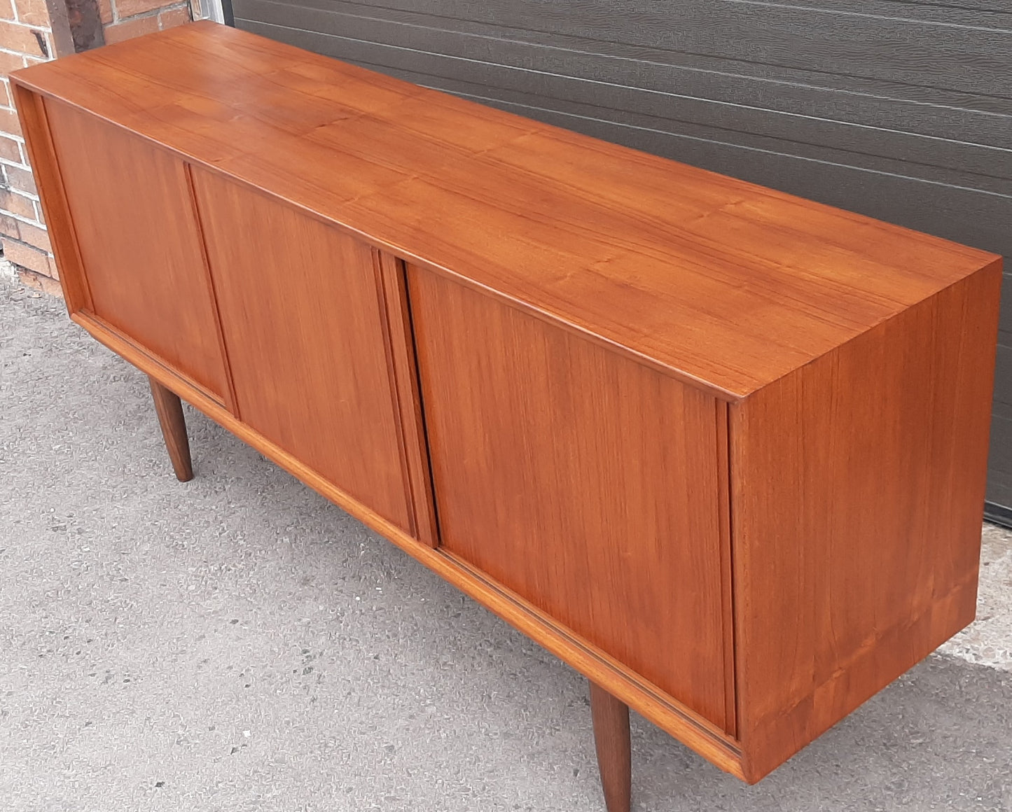 REFINISHED Danish MCM Teak Sideboard Credenza 68.5", Narrow