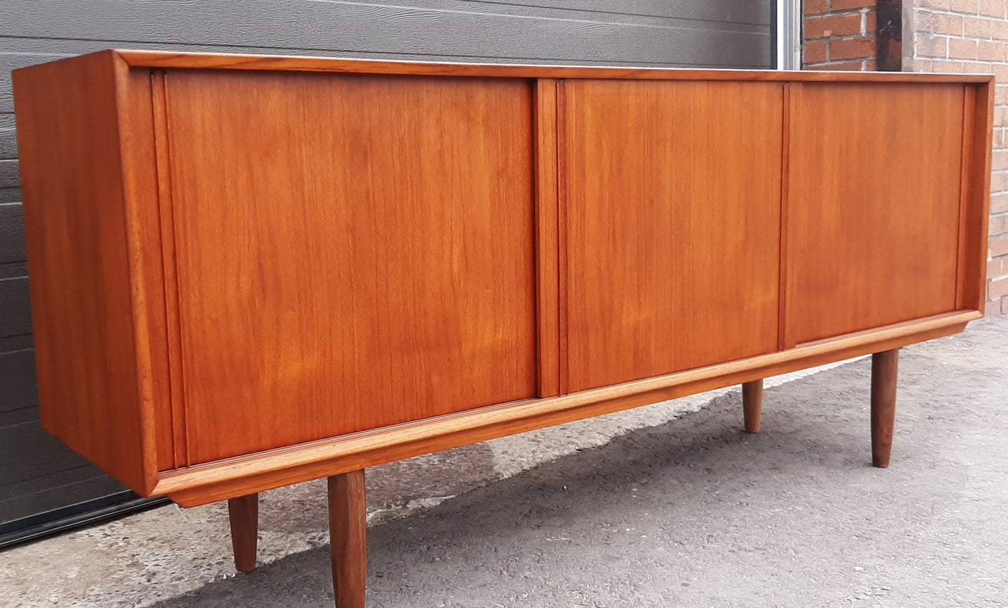 REFINISHED Danish MCM Teak Sideboard Credenza 68.5", Narrow