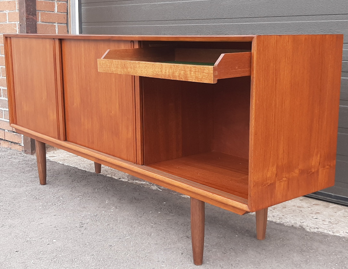 REFINISHED Danish MCM Teak Sideboard Credenza 68.5", Narrow