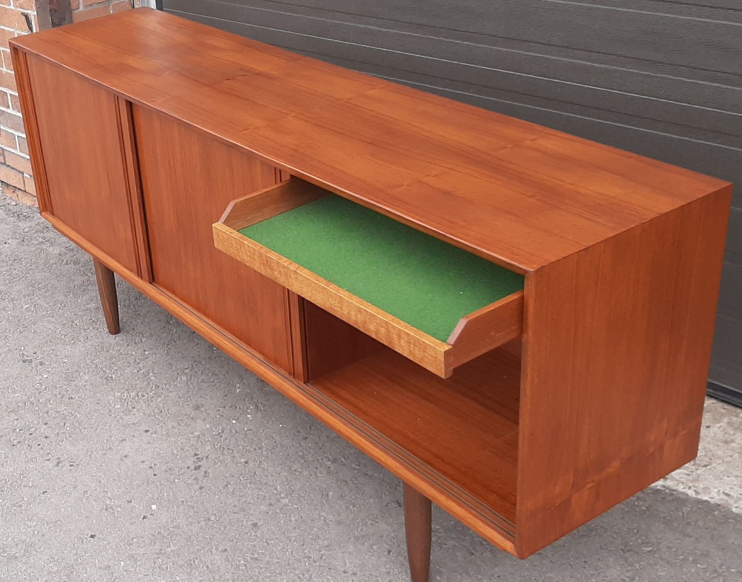 REFINISHED Danish MCM Teak Sideboard Credenza 68.5", Narrow