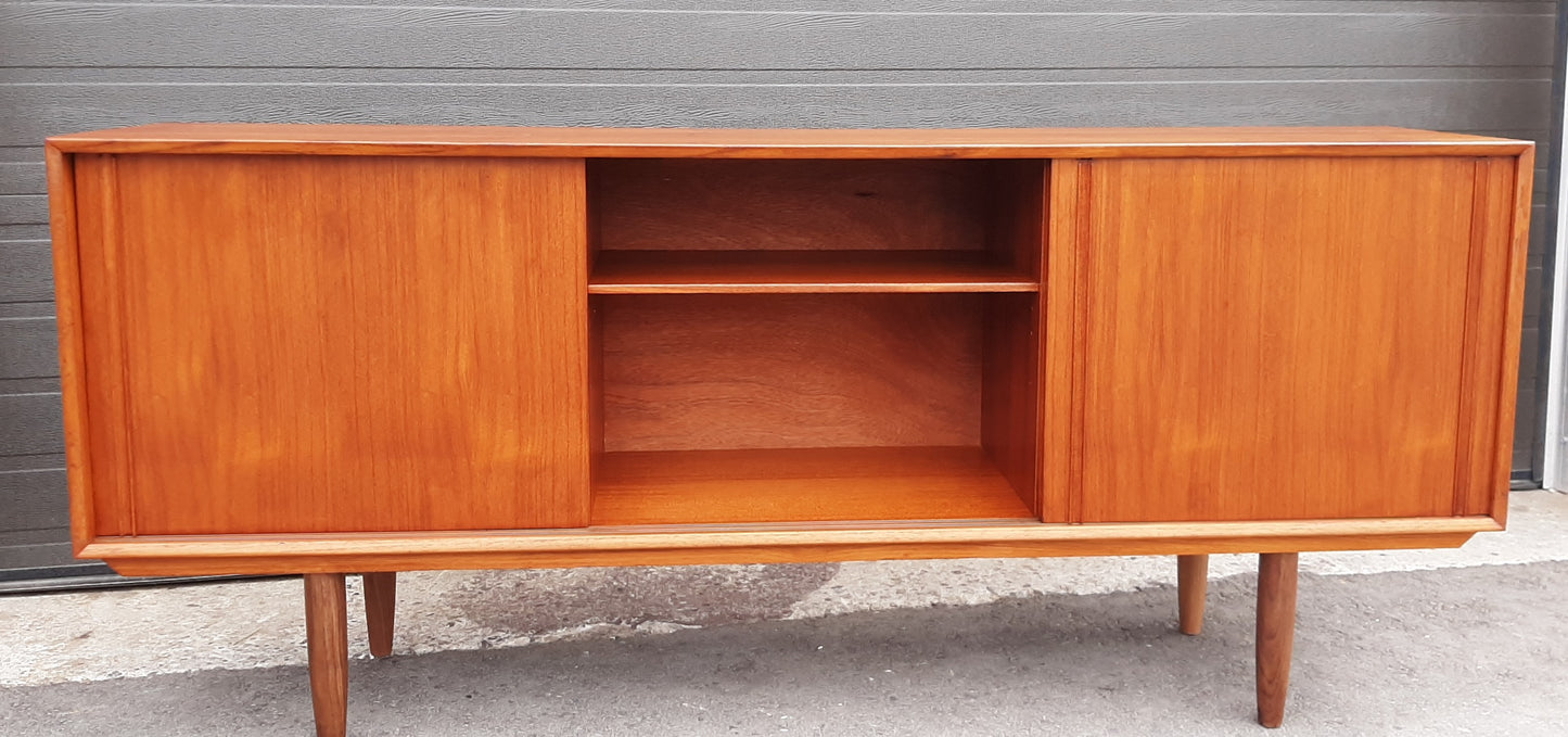 REFINISHED Danish MCM Teak Sideboard Credenza 68.5", Narrow