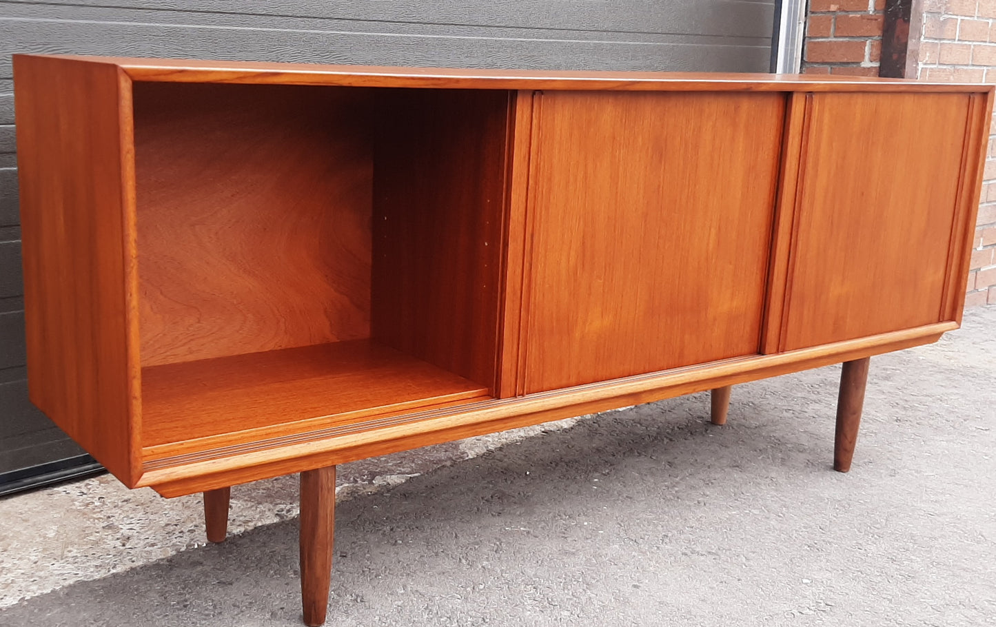 REFINISHED Danish MCM Teak Sideboard Credenza 68.5", Narrow