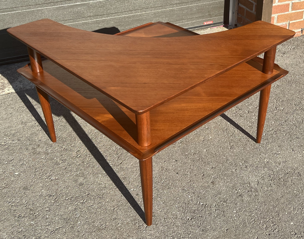 REFINISHED Danish MCM Teak Corner Two-Tier Table by Brande Mobelfabrik