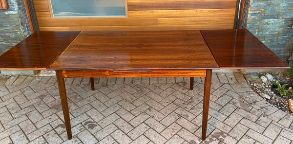 RESTORED Danish Mid Century Modern Rosewood Draw Leaf Table 51" - 91"