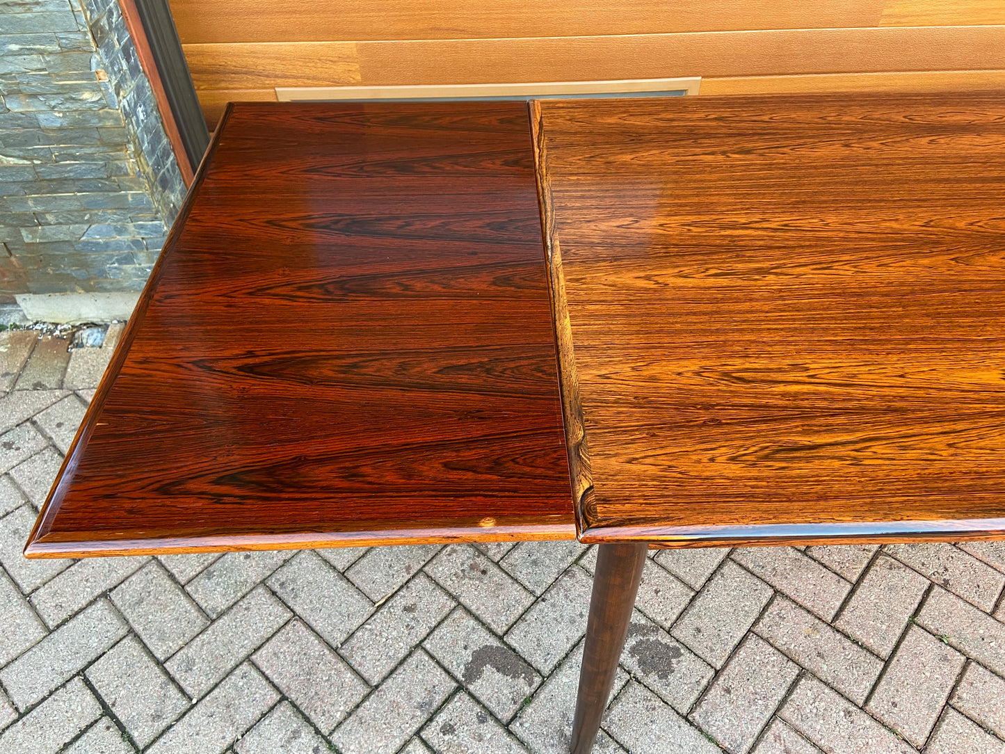 RESTORED Danish Mid Century Modern Rosewood Draw Leaf Table 51" - 91"