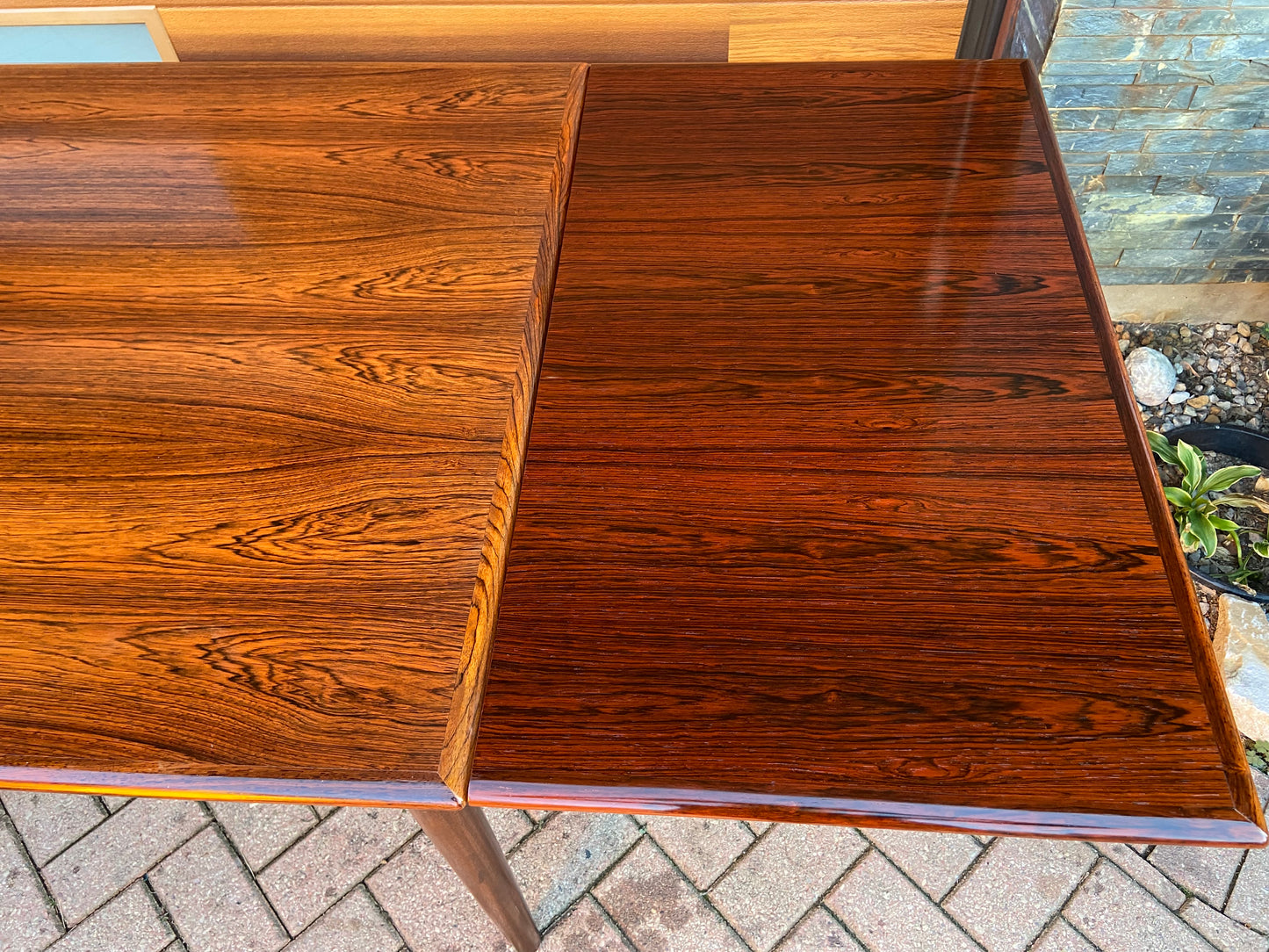 RESTORED Danish Mid Century Modern Rosewood Draw Leaf Table 51" - 91"