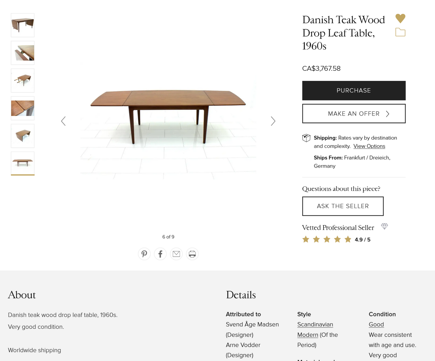 REFINISHED Danish MCM Teak Drop Leaf Table by Arne Vodder for Vamo 54.5"-97.5"