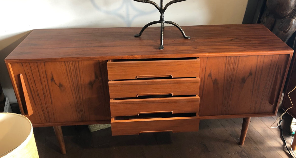 Restored Danish MCM Teak Sideboard or Media TV Console, 63