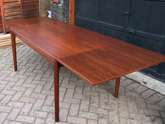 ON HOLD ***REFINISHED Danish MCM Teak Draw Leaf Table by H. Kjaernulf 55"-94", treated for durability - Mid Century Modern Toronto