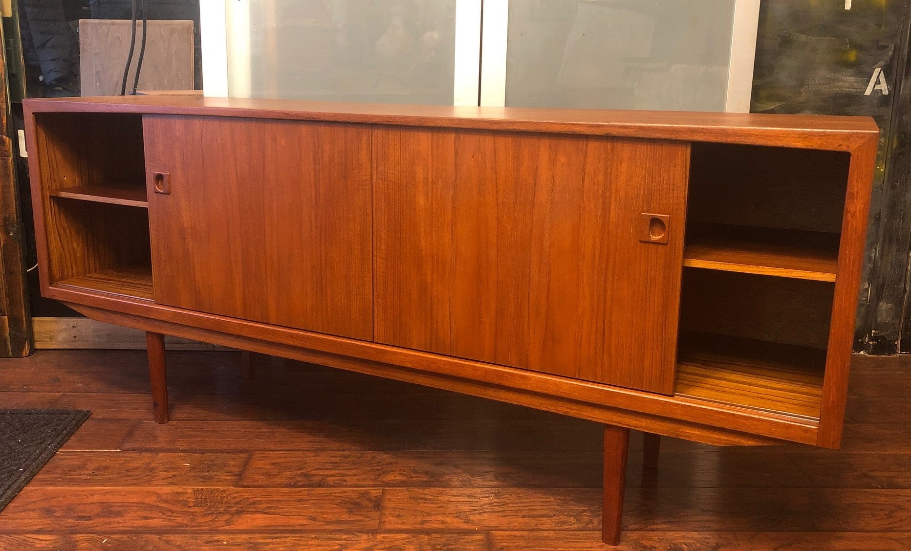 REFINISHED Danish MCM  Teak Sideboard Media TV Console 6ft narrow, perfect - Mid Century Modern Toronto