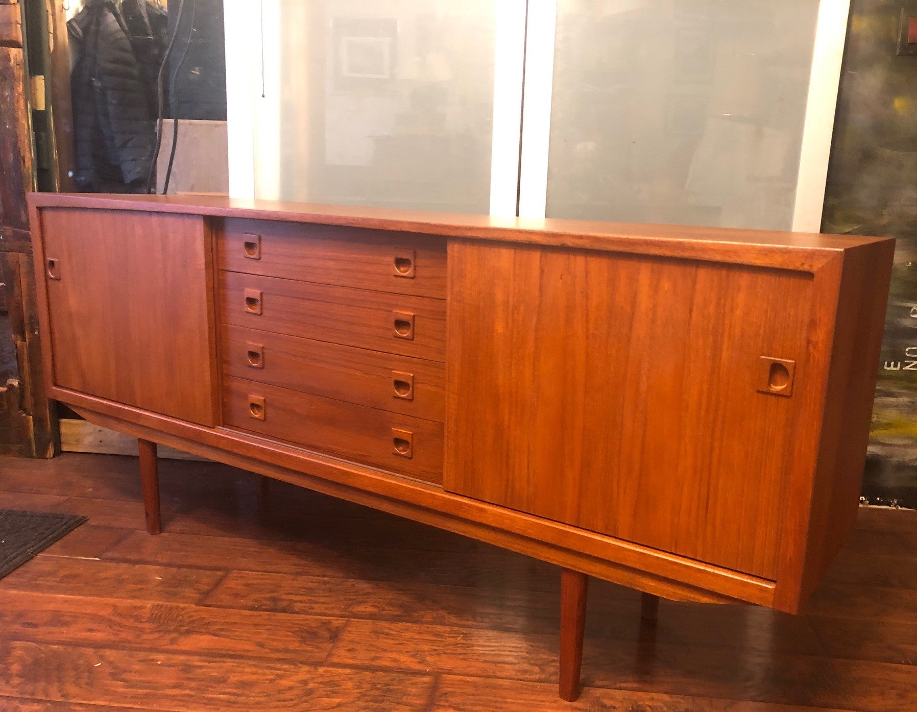 REFINISHED Danish MCM  Teak Sideboard Media TV Console 6ft narrow, perfect - Mid Century Modern Toronto