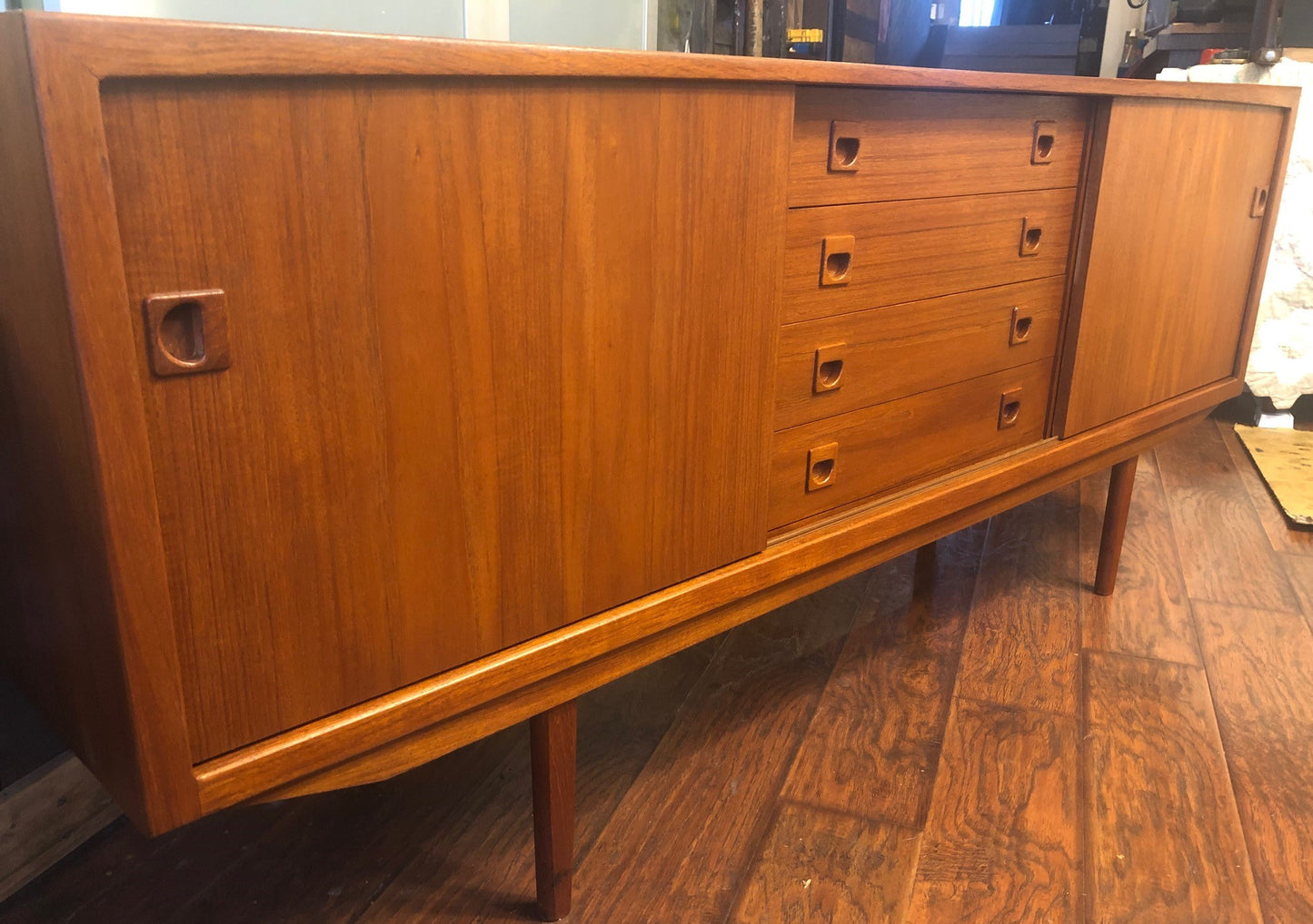 REFINISHED Danish MCM  Teak Sideboard Media TV Console 6ft narrow, perfect - Mid Century Modern Toronto