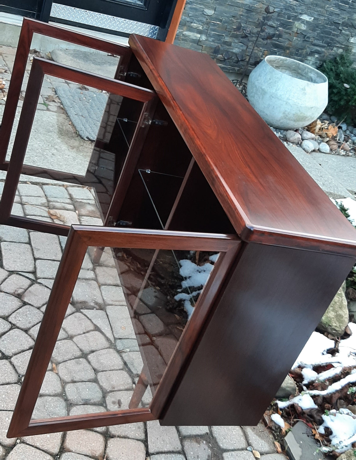 RESTORED Danish Modern Rosewood Bookcase Display 50