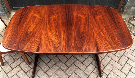 REFINISHED Large Danish MCM Rosewood Table 2 Leaves 65-108.5" PERFECT, treated for durability - Mid Century Modern Toronto