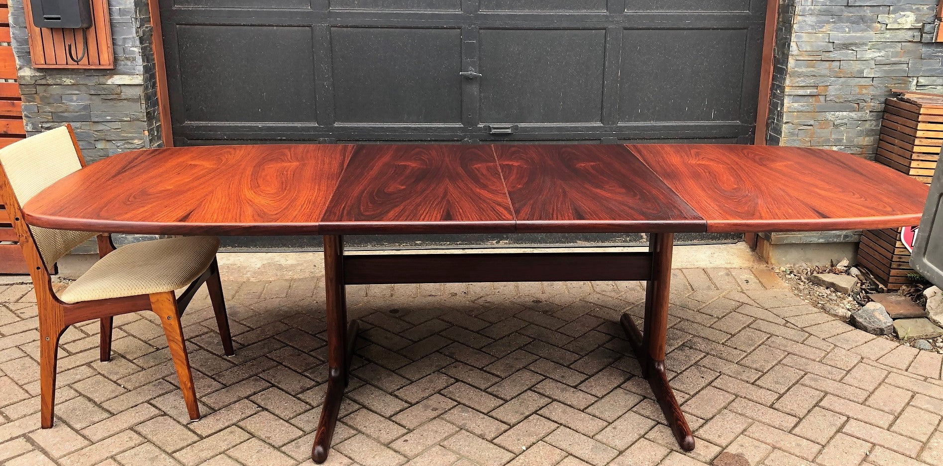 REFINISHED Large Danish MCM Rosewood Table 2 Leaves 65-108.5" PERFECT, treated for durability - Mid Century Modern Toronto
