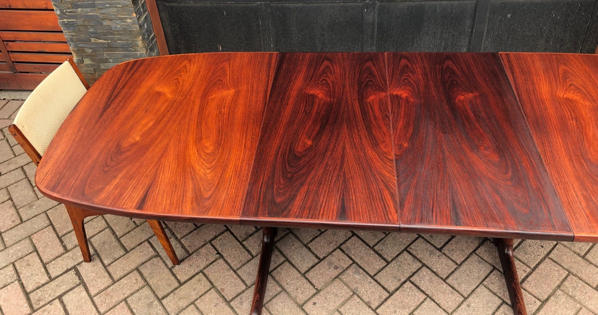REFINISHED Large Danish MCM Rosewood Table 2 Leaves 65-108.5" PERFECT, treated for durability - Mid Century Modern Toronto