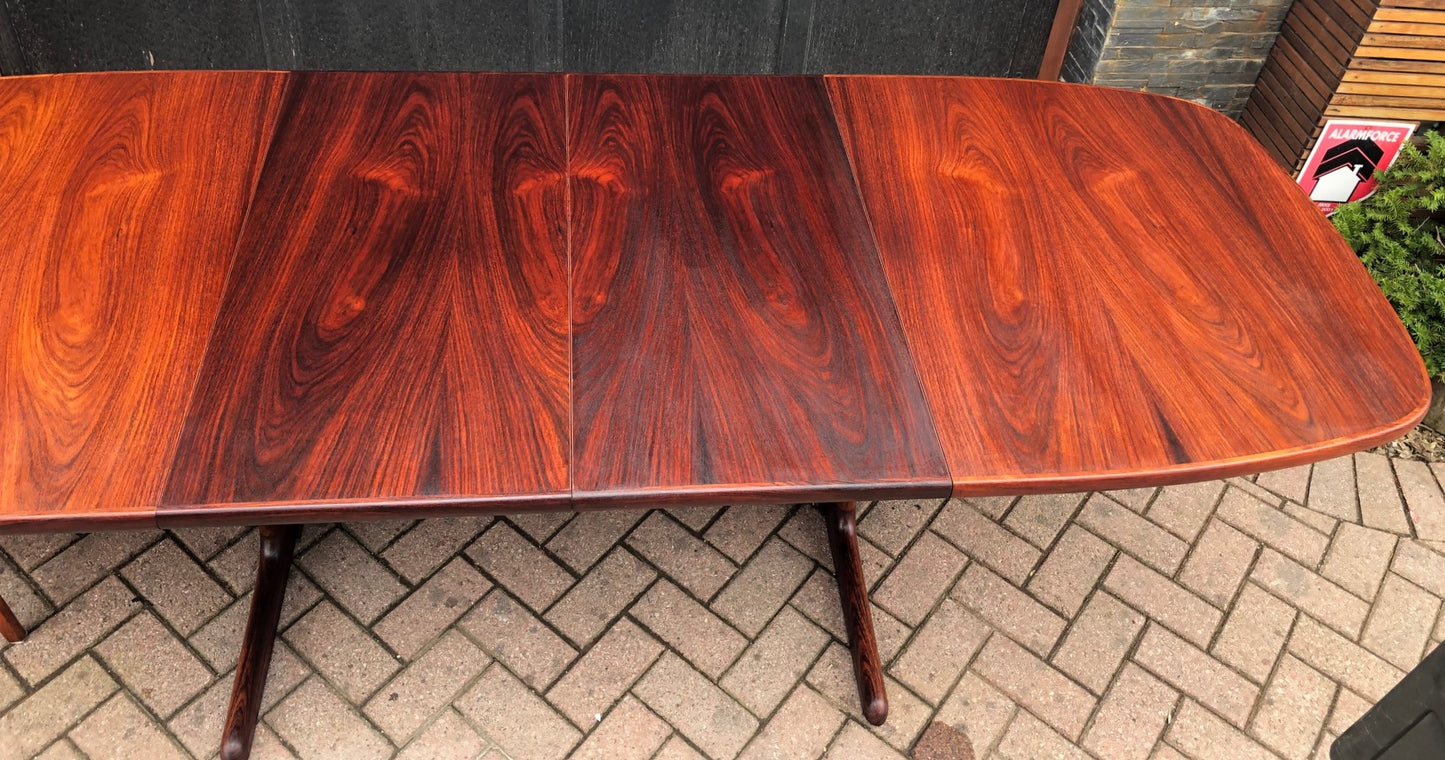 REFINISHED Large Danish MCM Rosewood Table 2 Leaves 65-108.5" PERFECT, treated for durability - Mid Century Modern Toronto