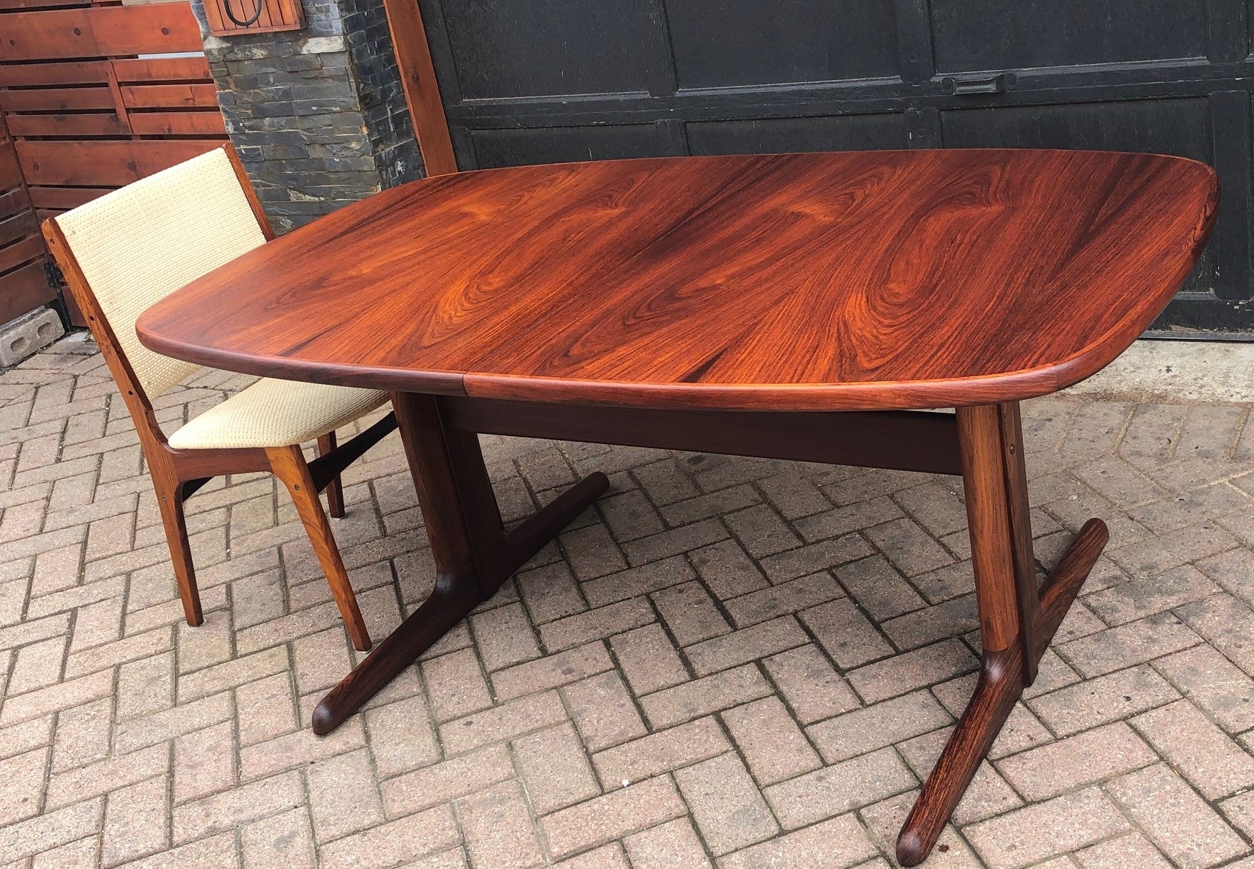 REFINISHED Large Danish MCM Rosewood Table 2 Leaves 65-108.5" PERFECT, treated for durability - Mid Century Modern Toronto